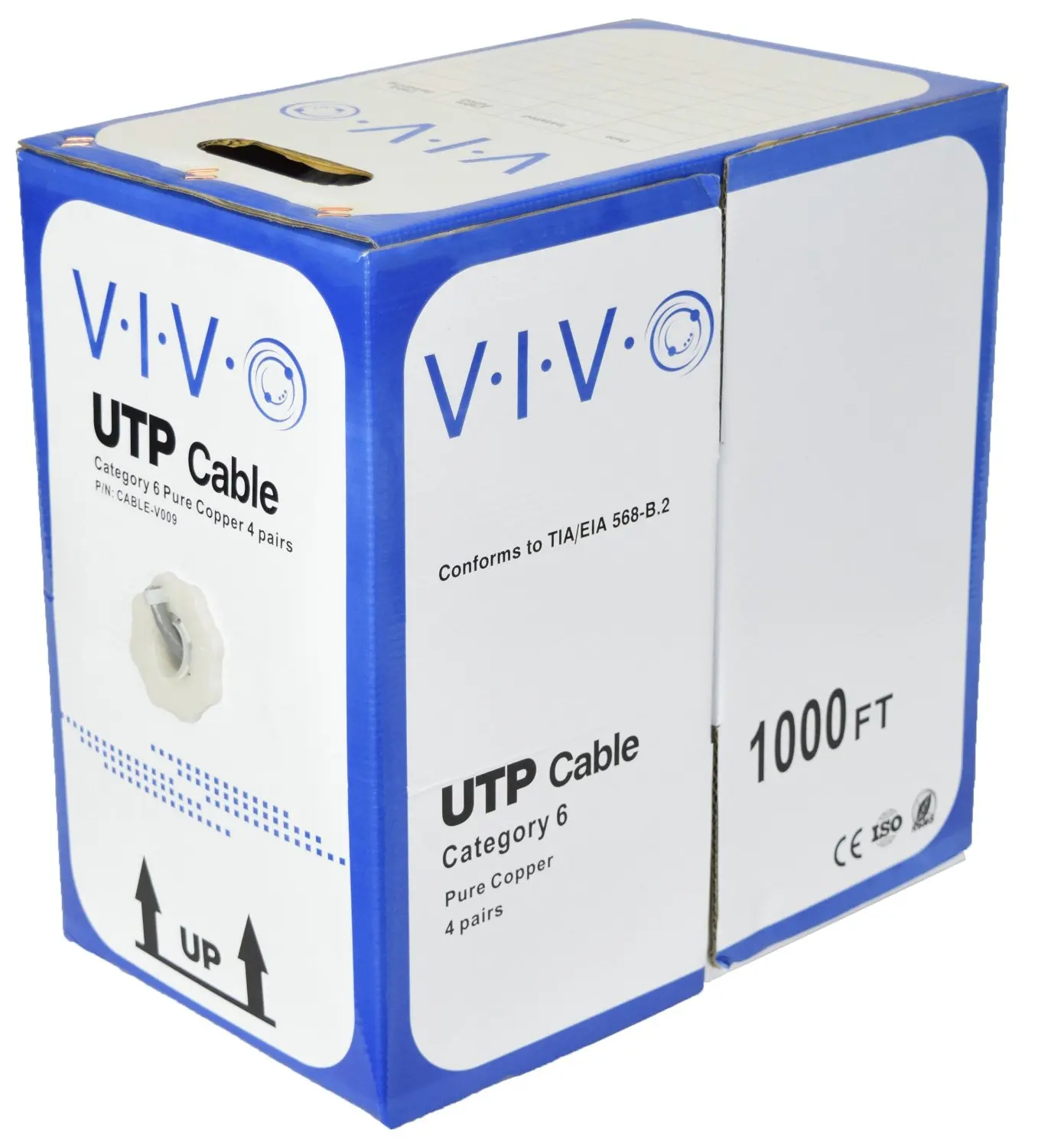 24AWG 1000ft Cat-5e White 350MHZ UTP Solid PVC HDVD Cat5e Ethernet Cable//Wire UTP Pull Box