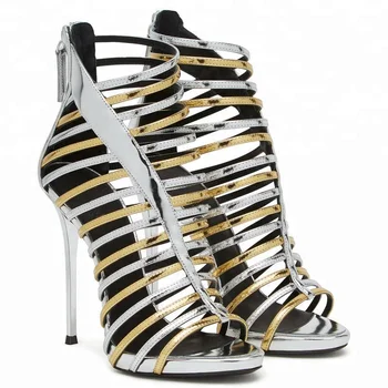 gold and silver strappy sandals