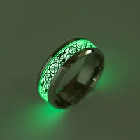 

Glow In The Dark Dragon Texture Male Silver Ring Polishing Stainless Steel Ring Man