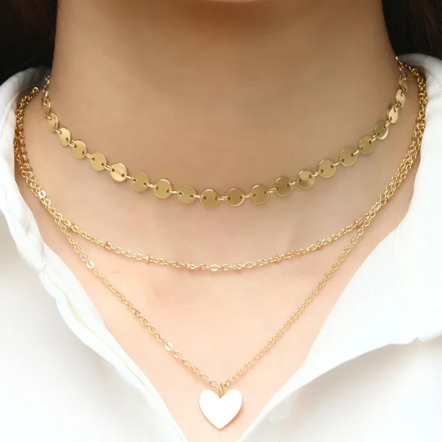 

Perfect Layers Necklace Heart Shape Custom Name Personalized Choker Delicate Dainty Tiny Gold Necklaces, Silver/gold/ rose gold plated