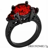 Synthetic Garnet Stone Ring Black Plating For Women