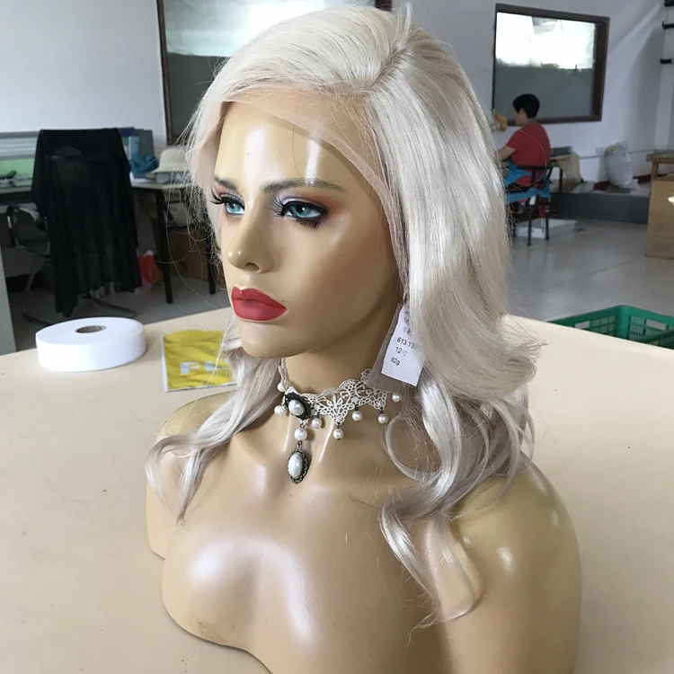 

human hair white lace wig A wig white 10A white color 60 full lace wig