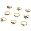 Vintage Gold Mix Size Women Turquoises Opal Natural Stone Rings Fashion Female Jewelry Gifts Wholesale