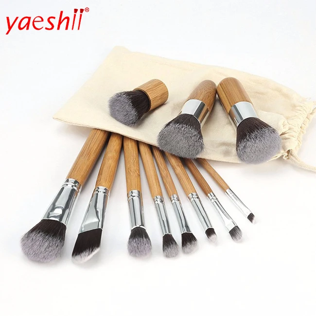 

Yaeshii 2019 Professional 11 Pcs Bamboo Make Up Brush Set, Nature bamboo color or customized makeup brush