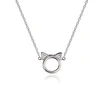 Sterling Silver S925 Cat Pendant Necklace Women Jewelry