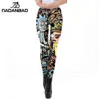 

Nadanbao brand wholesale ladies custom printed leggings Rick and Morty Comic cartoon 3d printed tights woman leggings