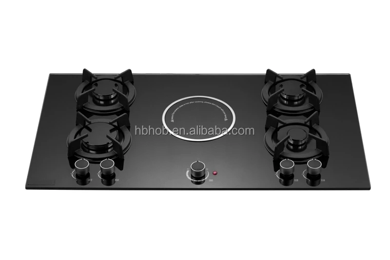 Built In 5 Burner Tempered Black Glass Gas Stove Gas Hob Gas