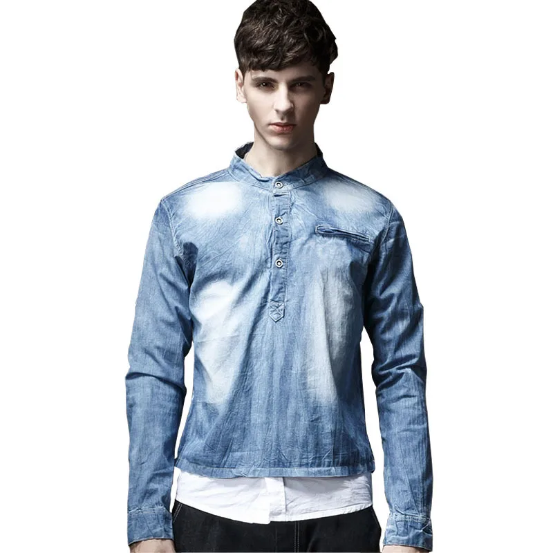 denim shirt chinese collar