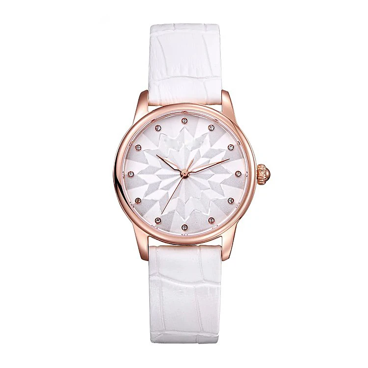 

Flower Dial Fashion Design Leather Strap Japan Quartz Movement Women Watch
