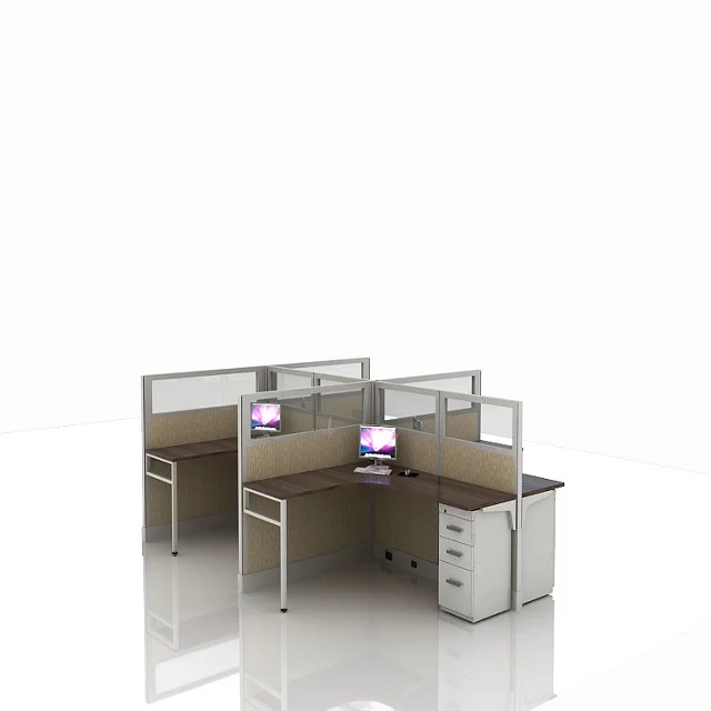 Aluminum Partition Office Cubicle 2 Person Workstation Layout