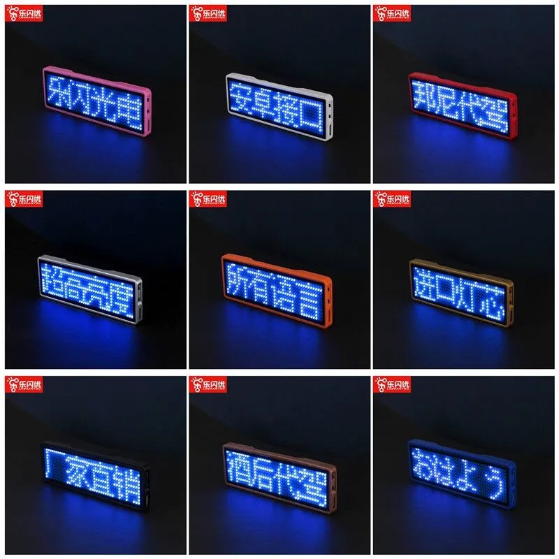 Programmable Scrolling S1144 Blue Led Name Badge Led Name Tag Led Signs