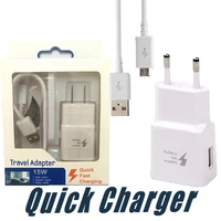 

Quick Charge 2 in 1 15W adaptive Fast Charging US EU Travel Home Wall Charger + 1.5M Micro Usb Cable For S8 plus S6 S7 Edge