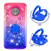 Fashionable dynamic shiny ring holder liquid quicksand phone case for Moto G6 Plus 2018
