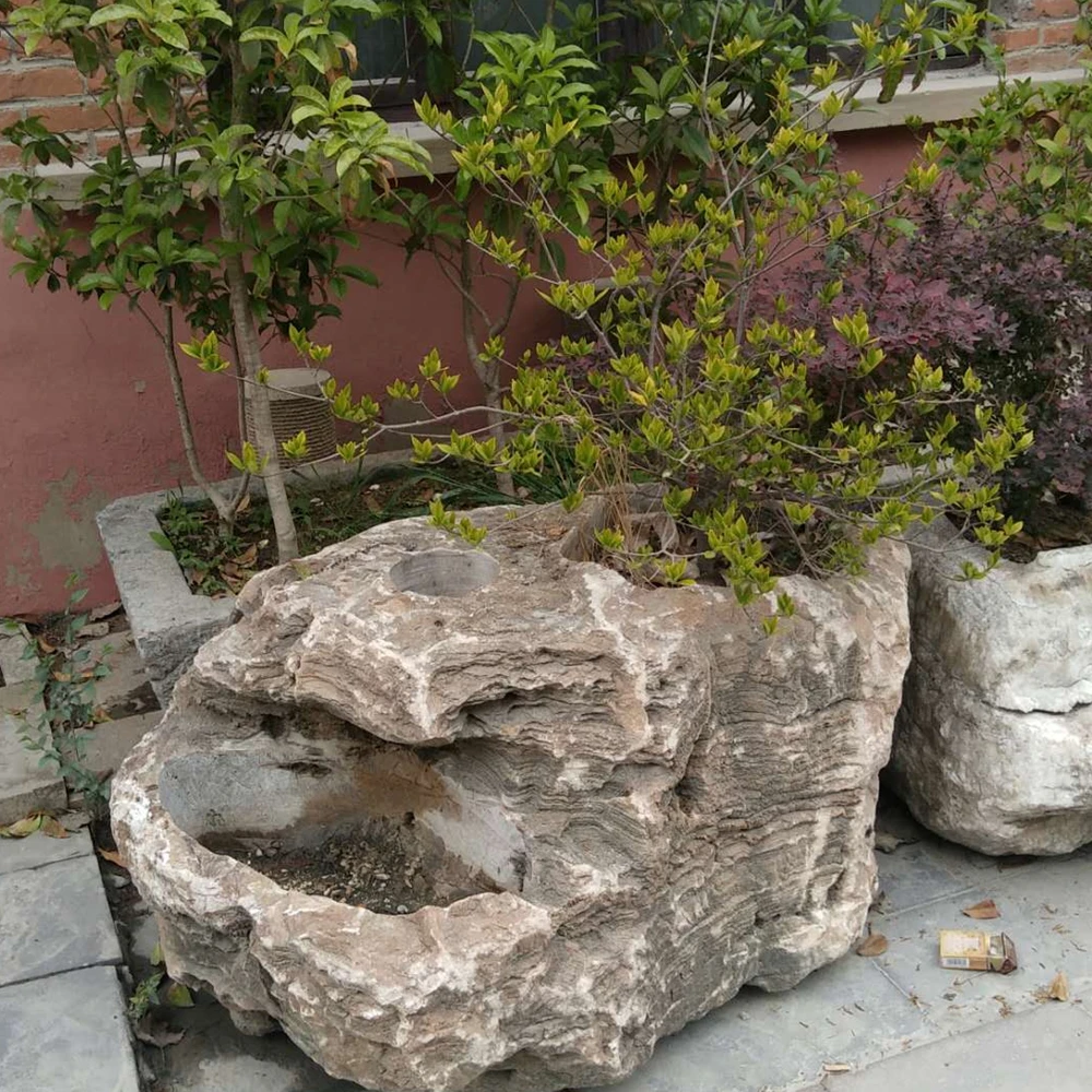 L105cm Garden Natural Stone Planters Tree Planter Pot