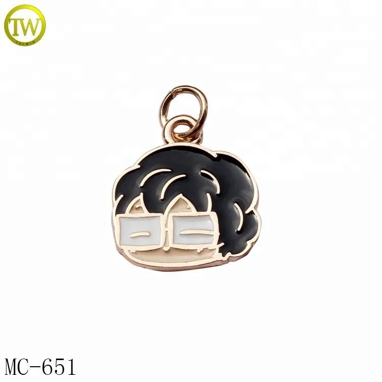 

Small cute enamel metal jewelry tags custom made logo metal charms for gift, Not fade/keep color long time
