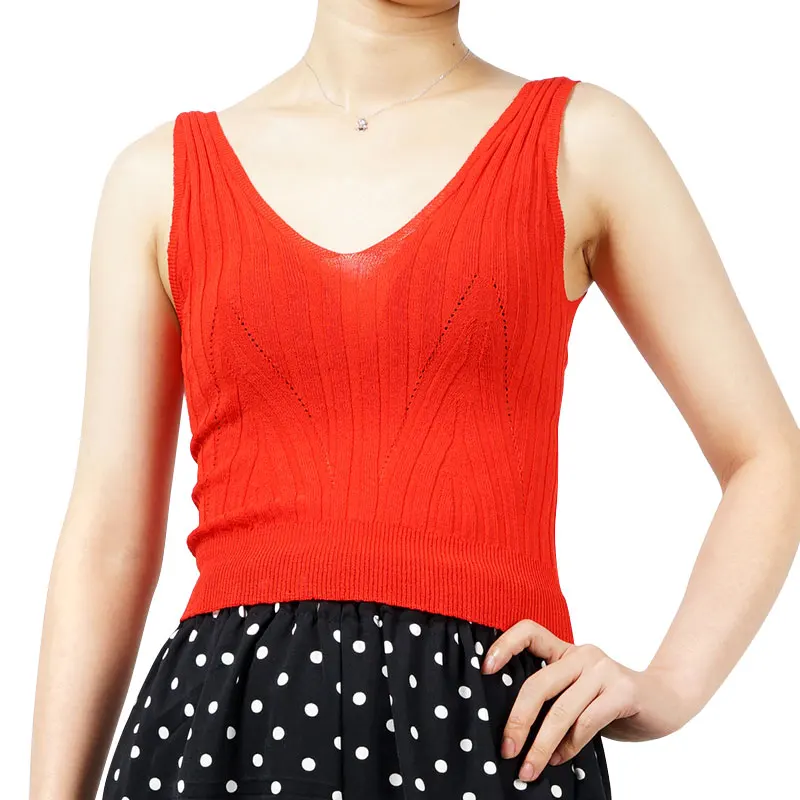 

2018 summer knitting lady blouse women tank croup top sleeveless vest ropa fresca de mujer, Any color is available/color as photo for samplings