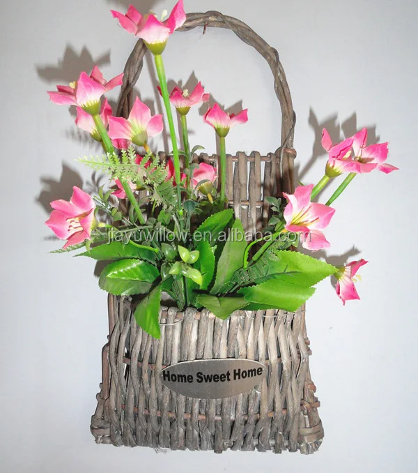 Pared planta colgante cesta de mimbre cestas de plantas indoor maceta