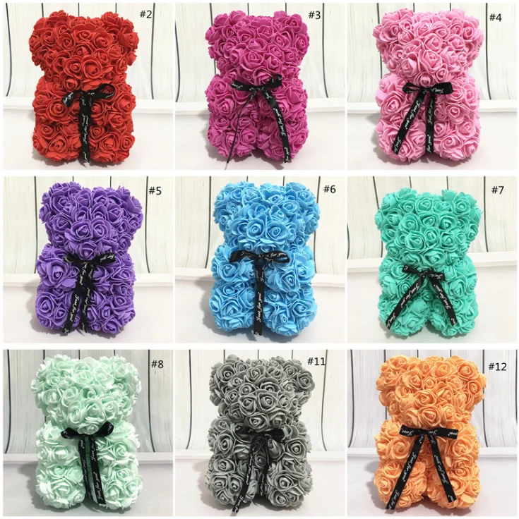 faux flower teddy bear