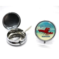 

Promotional beach ashtray mini metal custom portable pocket ashtray for souvenir