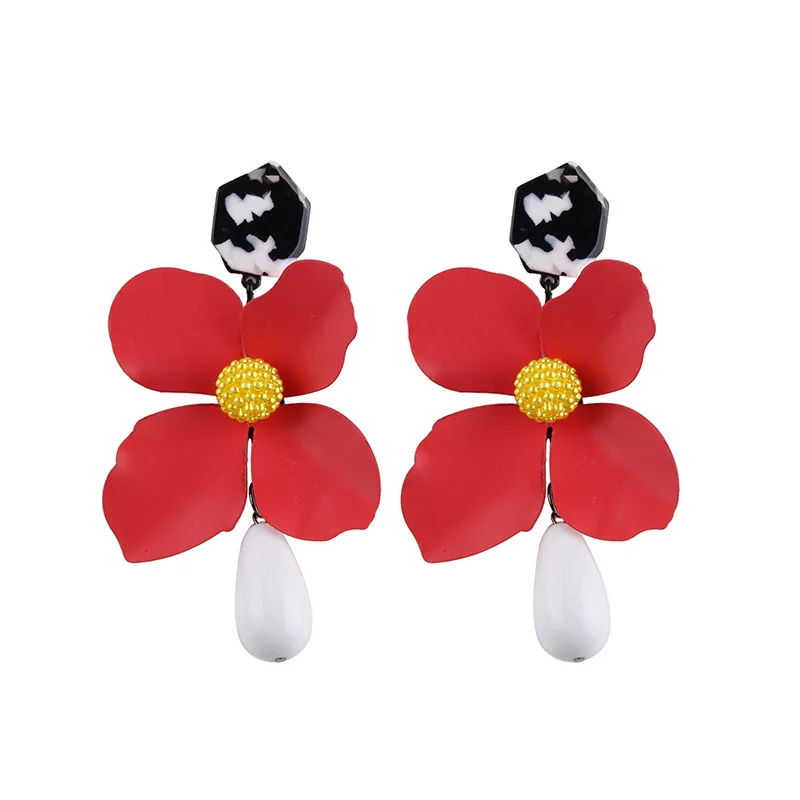 

Fashion big Metal Flower Bead Drop Earrings, N/a