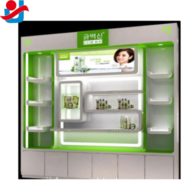 White Makeup Display Cosmetic Showcase Rack With Drawers Buy
