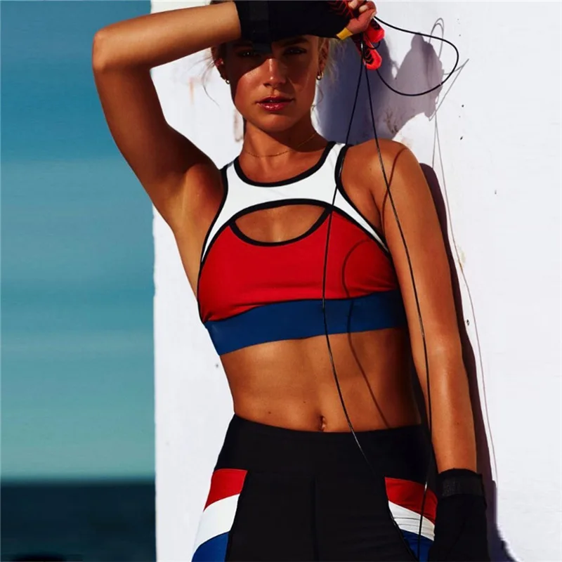 Yoga jogger Two Piece Set Women Fitness Sexy Sports Bra Sports Top + Long Workout Legging Pants Suits Y10854