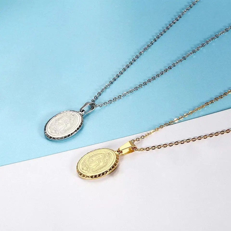 Stainless Steel Beautiful Antique Virgin Mary Pendant Necklace For ...