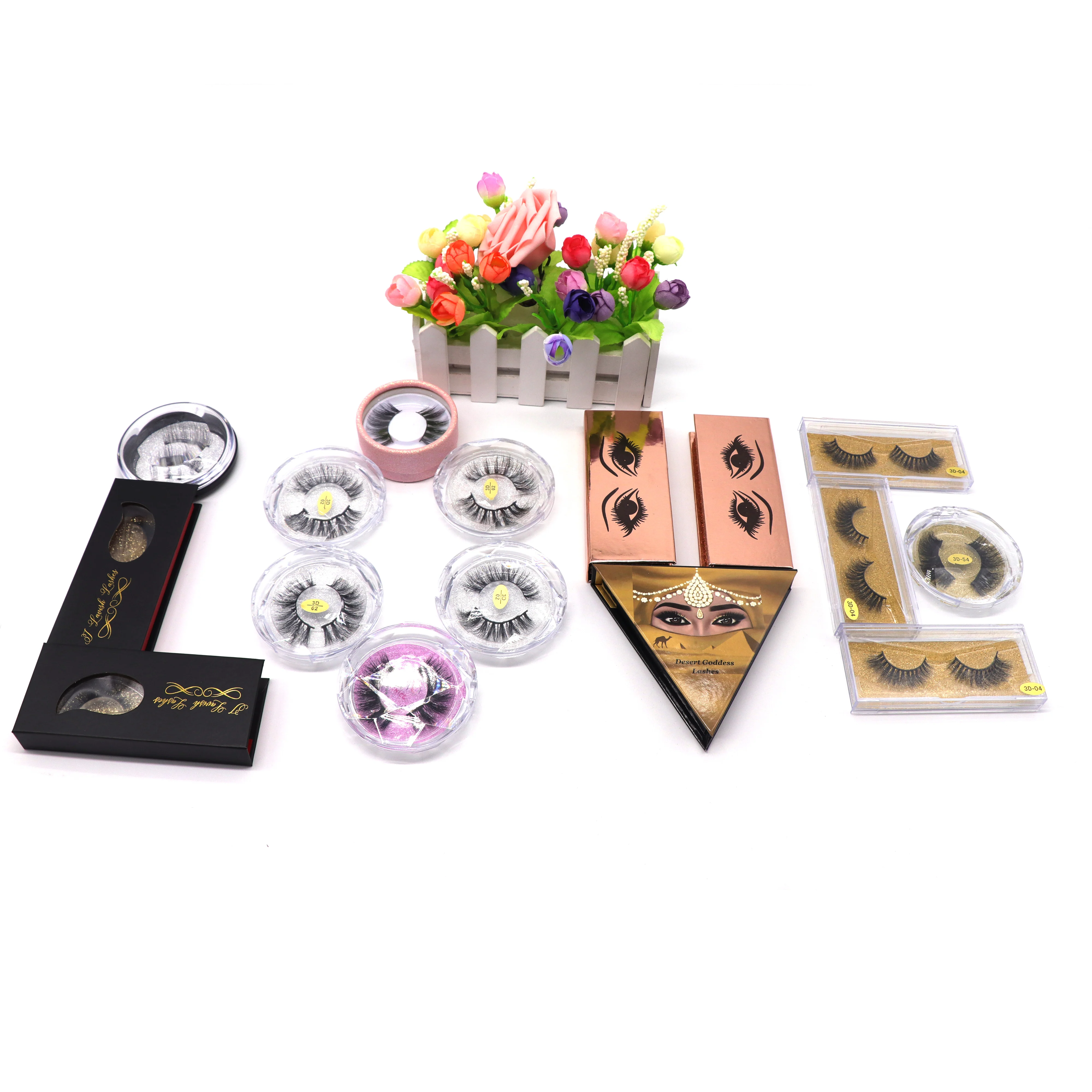 

Wholesale 3D mink false lashes with custom package, Black