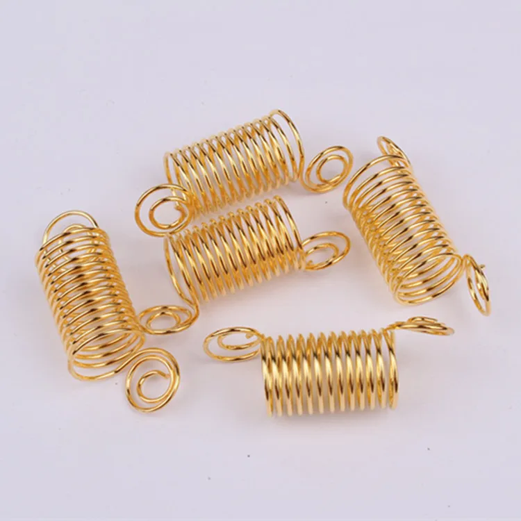 

High Quality 1PC 8/10mm Golden Plated Spring Coil Hair Braid Beads For Dreadlocks Accessories