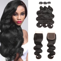 

Brazilian Virgin Human Hair Extensions Weave body wave 3 remy human hair Bundles with closure free shipping