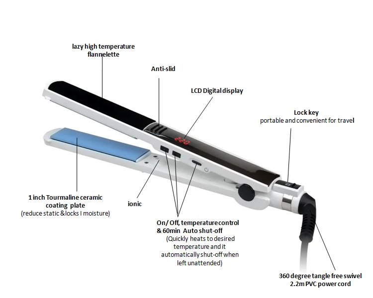 Salon Equipment Electric 2 In 1 Flat Iron 360 Degree Cord Flat Iron 360 Degree Cord