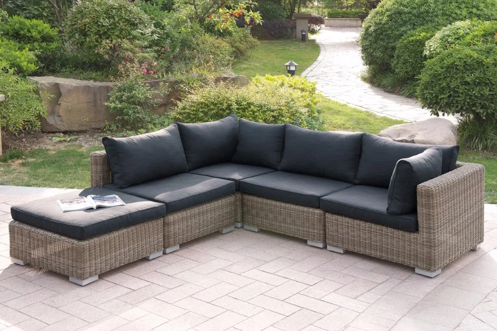 Outdoor Wicker Sectional Sofa Furniture L Shape Rattan ...