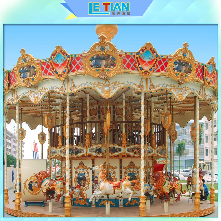 Outdoor Amusement Park Equipment Luxury Children Double Carousel for Sale