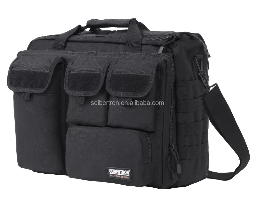 

Seibertron Pro- Multifunction Mens Military Tactical Outdoor Shoulder Messenger Laptop Bag Handbags Briefcase for 17.3" laptop, Black/ khaki