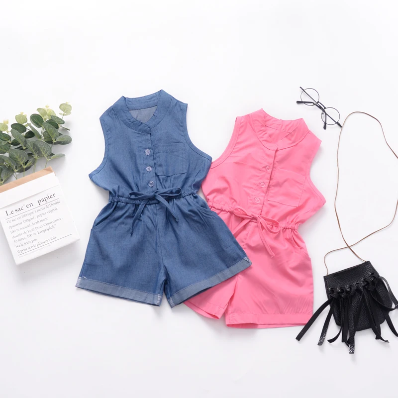 

2020 Sleeveless children one piece jumpsuit little girls summer clothing