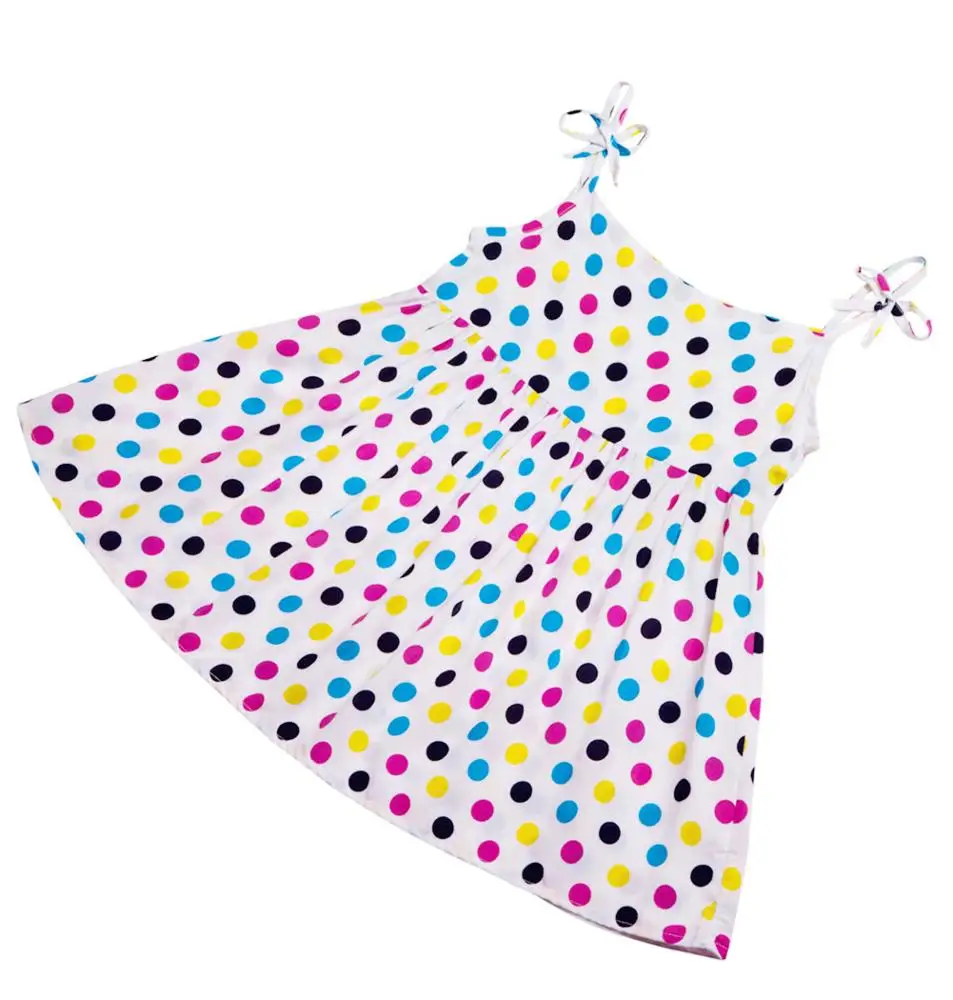 

Kseniya Kids Clearance Stock Baby Girl Cotton Dress Strap Dot Print 2-7 Years Girls Sling Dress, Beige