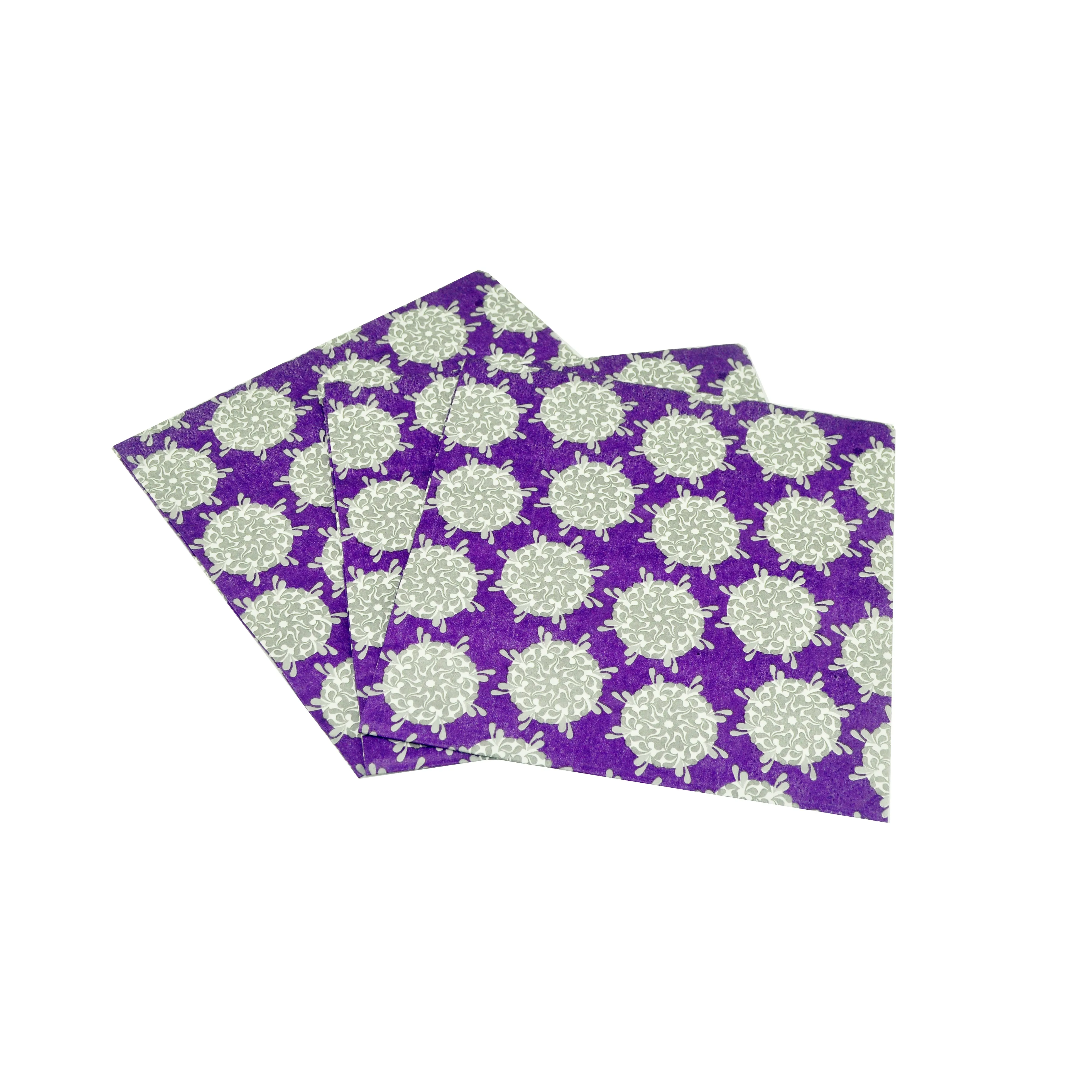 Feestartikelen 125 x Purple Paper Napkins 2 Ply 33cm 4 Fold Tissue