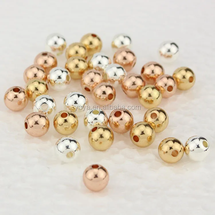 

JF0244 HIgh Quality Gunmetal Silver/gold //rose gold solid plated Metal Round Beads