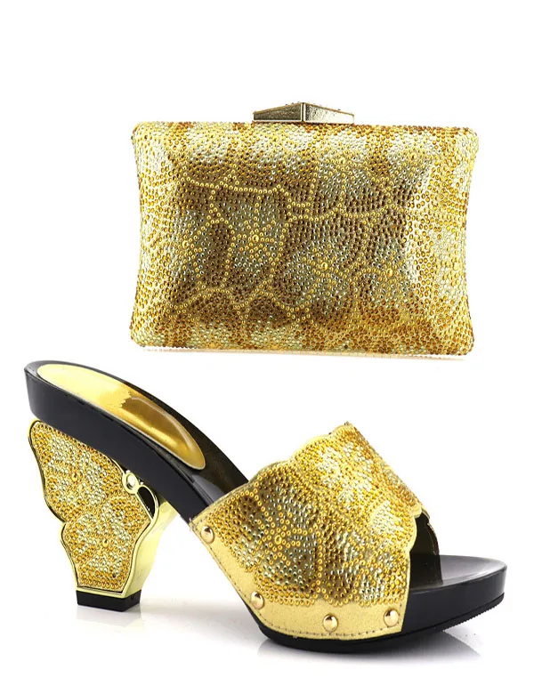 

hotselling 2018 shoes women high heel African women matching shoe and bag set woman for party 9.8CM YH2018-11