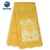 

2019 lace Bestway lace yellow beaded lace fabric African Fabric Manufacturer FL0499