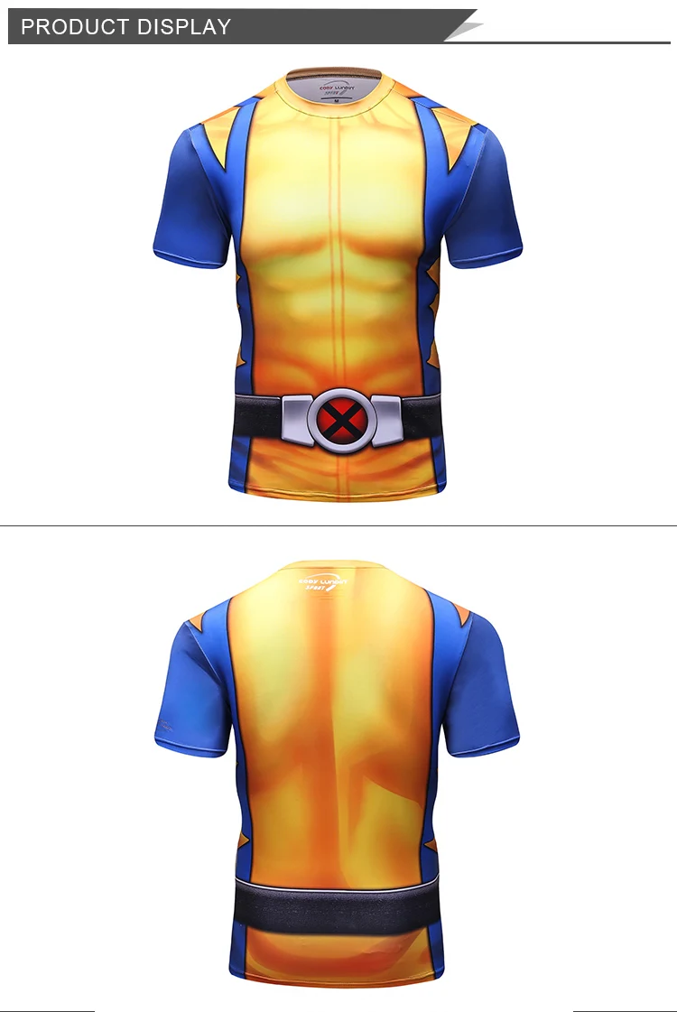 Customised 3D Printing shortsleeve tshirt marvel rash guard super hero t-shirts