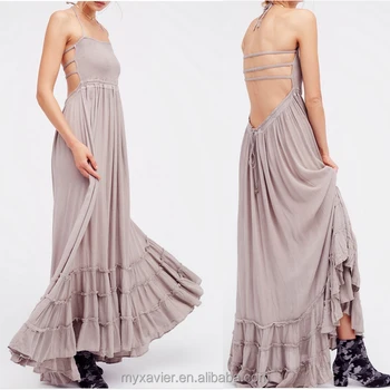 smocked bodice maxi dress