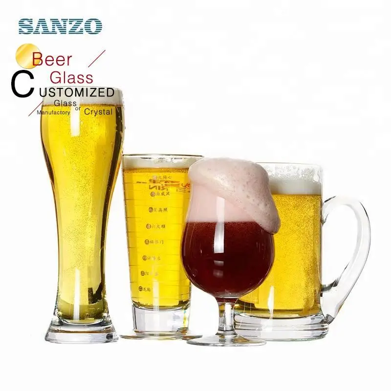 Sanzo 700ml Beer Glass Customized 16oz 2 Different Design Beer Glasses Paneled Beer Mug