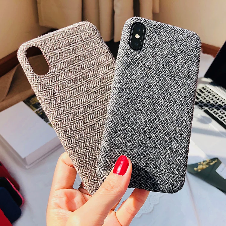 Simple Design Pc Leather Pu Fabric Mobile Cover For Iphone X 8 7 6 Plus