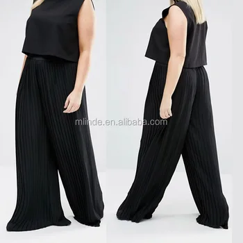 Plus Size Women Pants Chiffon Elastic Waist Womens Ruffle Pants