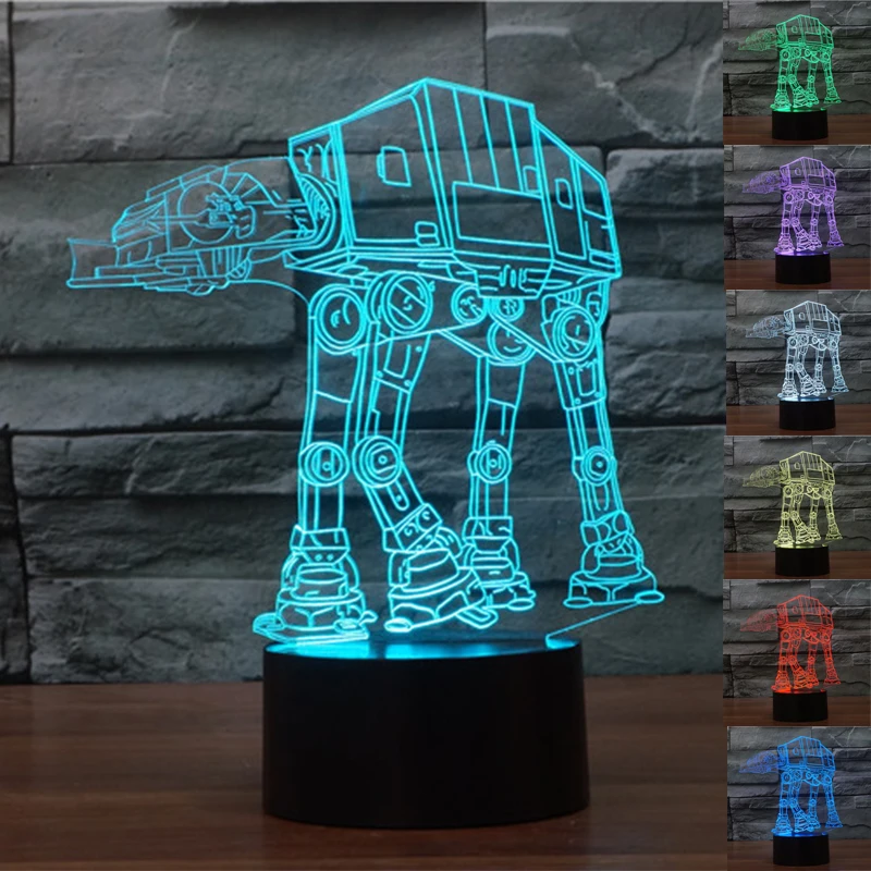 New Action Figure 7colors Robot R2D2 3D Visual LED Night Lights for Kids Bedroom Table Desk Lamp