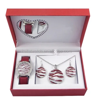 watch necklace and earring set