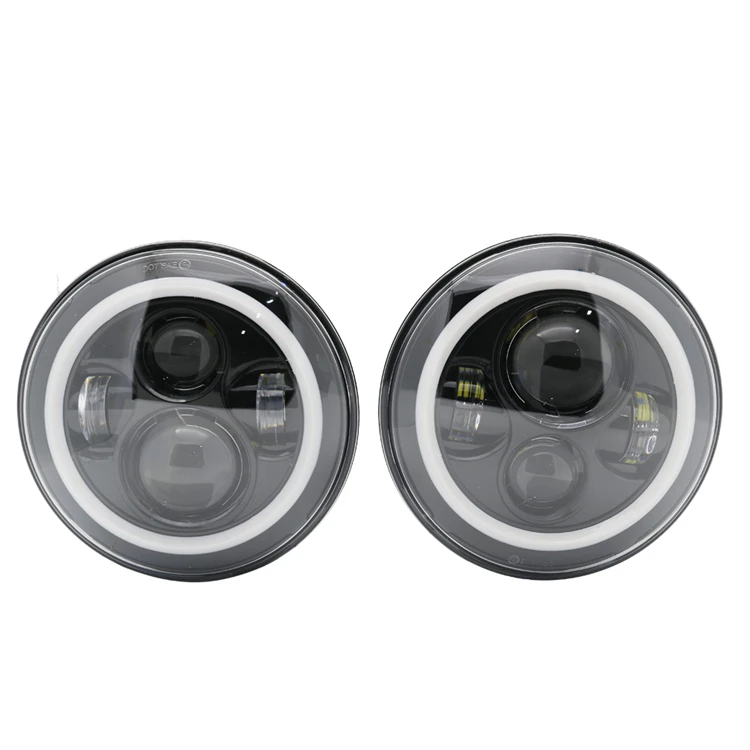 Car Headlight Assembly 40w 7" Led Auto Headlamp With Drl Halo Ring