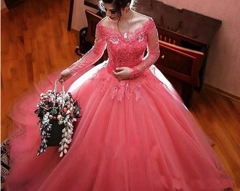 Melon with Pink Tulle Prom Dresses