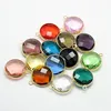 PandaHall Golden Tone Brass Magnify Glass Pendants Flat Round Pendant Setting Mixed Color 12x9x5mm Hole 2mm